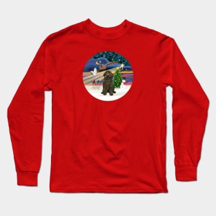 "Christmas Magic" Featuring a Brown Portuguese Water Dog Long Sleeve T-Shirt